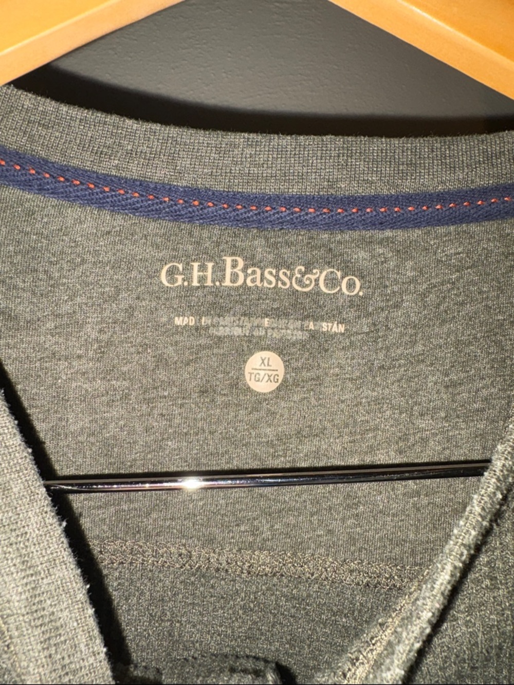 G.H. Bass & Co. Men's Olive Green Long-Sleeve Henley Top - Picture 3 of 3